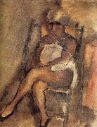 Jules Pascin kerchiefed Lady Germany oil painting artist